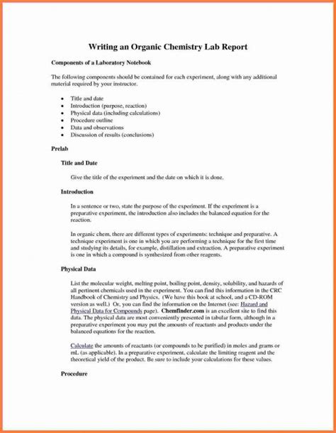 organic chemistry lab report template